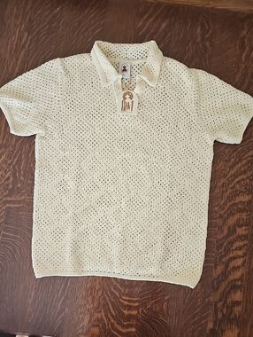 Mens Dandy Del MarCotton Crochet Polo Shirt